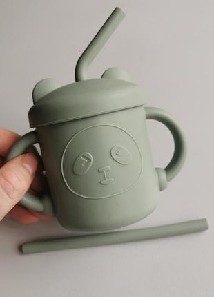 Дитячий силіконовий поїльник з двома трубочками