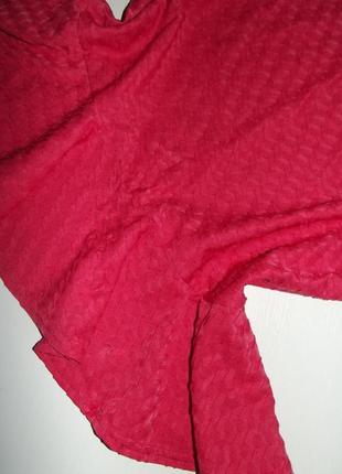 Блуза кофточка / топ с баской коралл / текстурный трикотажный материал, 18/467 фото