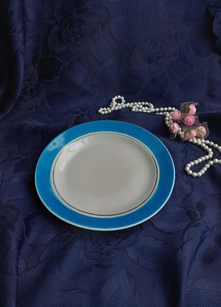 1960!💙❄ барановка тарелка с голубой каемкой крытье винтаж фарфор порционная