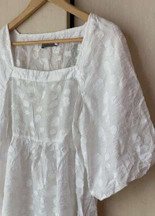 Очень красивая белоснежная блуза с рукавами буфами и квадратным вырезом от mint velvet3 фото