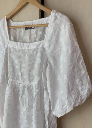 Очень красивая белоснежная блуза с рукавами буфами и квадратным вырезом от mint velvet5 фото