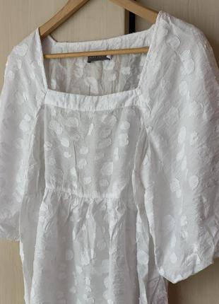 Очень красивая белоснежная блуза с рукавами буфами и квадратным вырезом от mint velvet6 фото