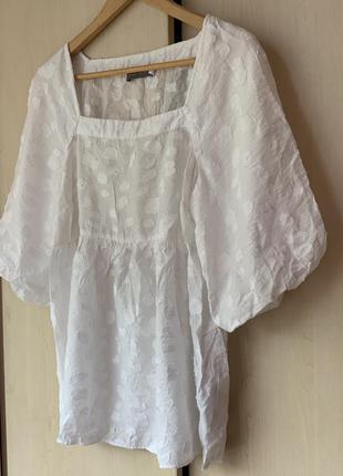Очень красивая белоснежная блуза с рукавами буфами и квадратным вырезом от mint velvet4 фото