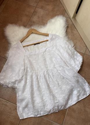 Очень красивая белоснежная блуза с рукавами буфами и квадратным вырезом от mint velvet8 фото