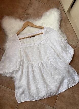 Очень красивая белоснежная блуза с рукавами буфами и квадратным вырезом от mint velvet1 фото