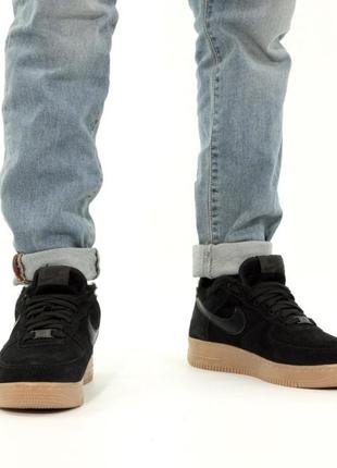 Зимние кроссовки nike air force 1 low black brown2 фото