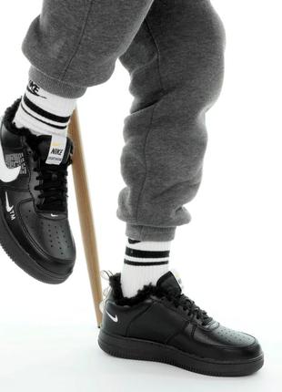 Зимние кроссовки nike air force 1 low black white yellow