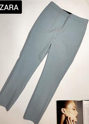 Брюки жіночі блакитні в принт з кишенями від бренду zara basic m4 фото