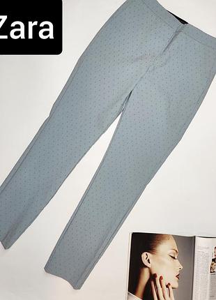 Брюки жіночі блакитні в принт з кишенями від бренду zara basic m2 фото