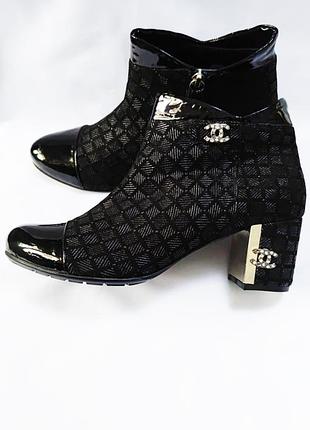 Ботинки в стиле chanel кожа /7604/