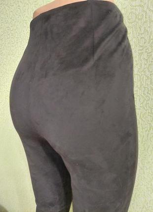 Замшеві жіночі чорні лосини велюрові легінси із замші6 фото