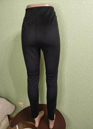 Замшеві жіночі чорні лосини велюрові легінси із замші5 фото
