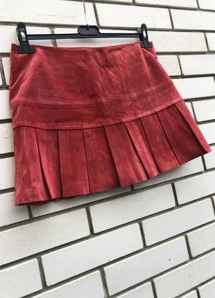 Новая замшевая юбка мини, плиссе, складки,oasis7 фото