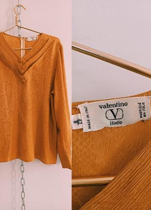 Блуза со змеиным принтом из 100% шёлка valentino studio , 44,(42 it)1 фото