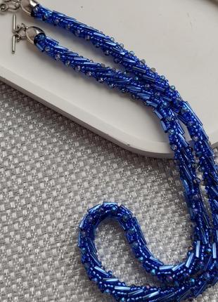 Синие колье бусы ожерелье из бисера