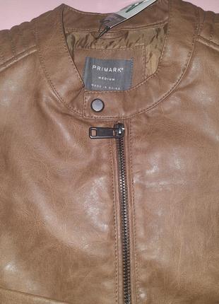 Куртка байкерська штучна шкіра primark коричнева7 фото