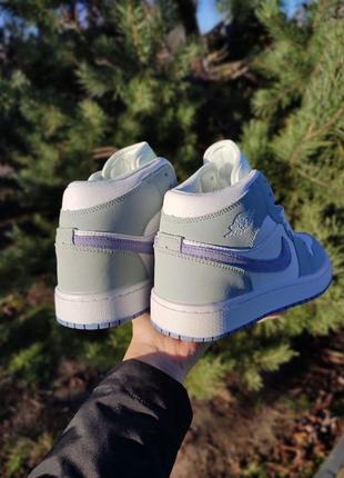 Женские кроссовки nike air jordan 1 retro mid green blue6 фото