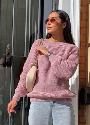 Модная трендовая женская комфортная стильная красивая удобная кофта свитер туника качественная теплая с рукавами пудра1 фото