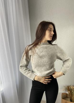 Жіночий сірий базовий светр світер меланж шерсть шерстяний теплий базовий2 фото