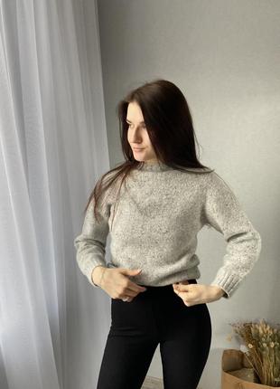 Жіночий сірий базовий светр світер меланж шерсть шерстяний теплий базовий6 фото