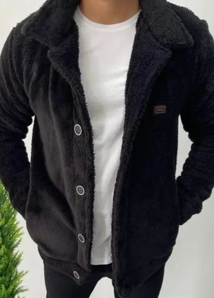 Мужская кофта на пуговицах плюш тедди 2 цвета батал  sin2028-08-pве