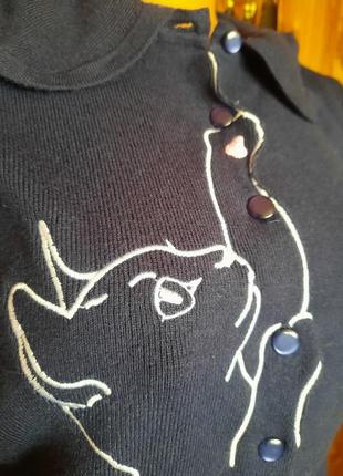 Кофточка кардиган на пуговичках темно синяя с котиком pinup в пинап стиле  banned5 фото