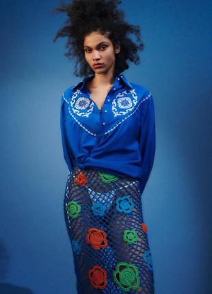 Блуза, рубашка, вышиванка zara, коллекция 2022 года, размер xs/s2 фото