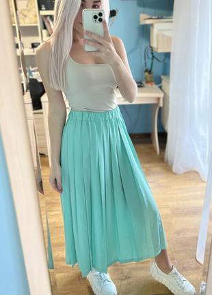 Шовкова міді спідниця пліссе