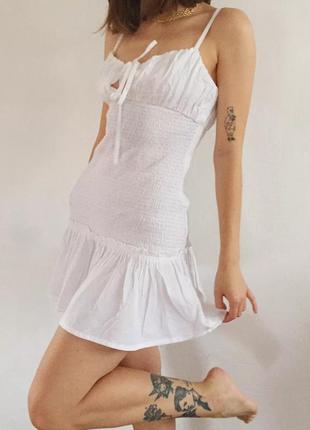 Біла сукня плаття сарафан із натуральної тканини3 фото