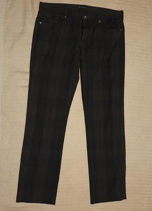 Плотные клетчатые смесовые брюки sisley франция 48 р.1 фото