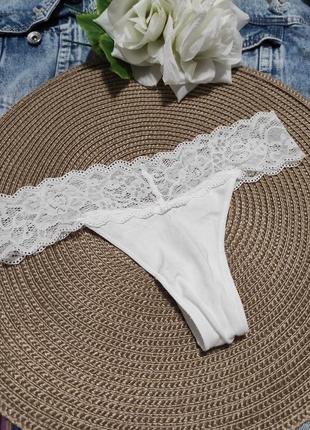 Ніжні трусики білі з мереживом бразильяна зручні бавовняні труси нижня білизна жіноча