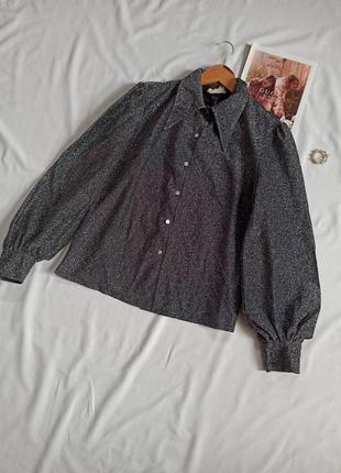 Роскошная винтажная серебристая блуза с объемными рукавами/рукавами фонариками