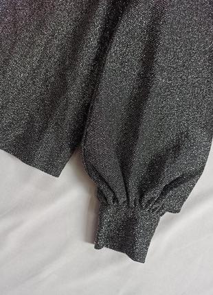 Роскошная винтажная серебристая блуза с объемными рукавами/рукавами фонариками3 фото