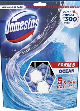 Туалетный блок domestos power 5 свежесть океана 5 х 55 г (8710447222607)