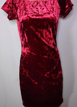 Платье красное велюр1 фото