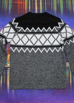 Тёплый свитер чёрно-белый со швами на изнанку рисунком зимний чёрный белый серый c&a angelo litrico5 фото