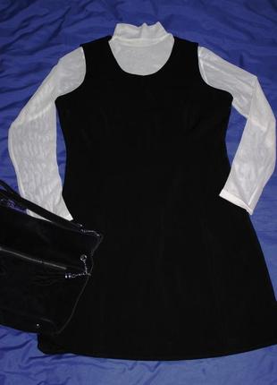 Черный классический офисный сарафан