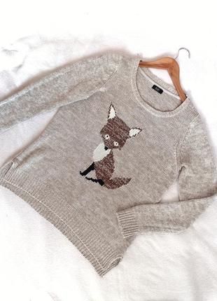 Стильна кофта светр джемпр з лисицею