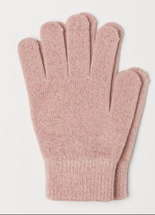 H&m перчатки демисезон левочке 4-5-6-7-8 лет розовые с блеском новые
