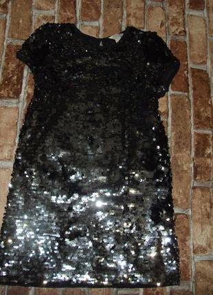 Шикарное нарядное платье девочке  перевертыш 8 - 9 лет primark паетки3 фото