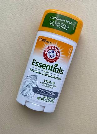 Arm &amp; hammer, essentials, натуральный дезодорант, без запаха, 71г