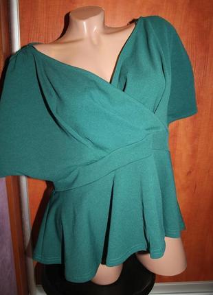 Блуза зеленая батал королевский quiz2 фото