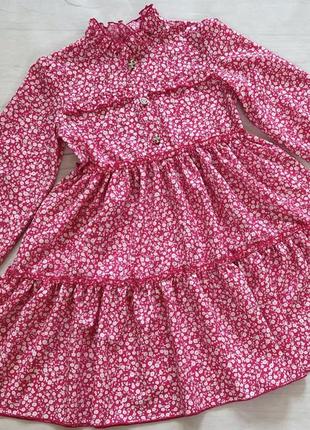 Платье нарядное подростковое в цветочек воздушное для девочки софт