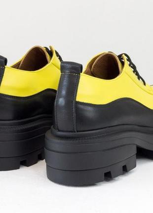 Кожаные оригинальные туфли желто-черного цвета на тракторной подошве,цвет любой!7 фото