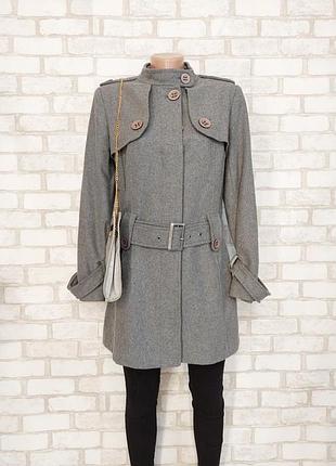 Фирменное oasis красивое стильное пальто на 70 %шерсть с поясом в сером цвете, размер м-л