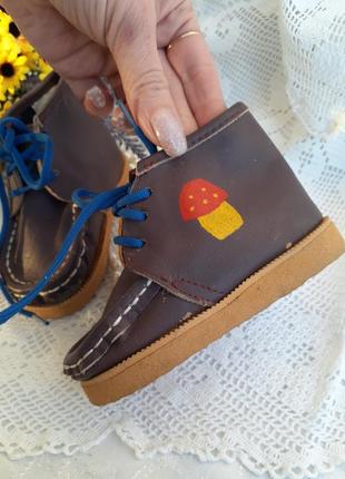 Ботиночки🍄🍁 советские 100% натуральная кожа винтаж фабрика ровеньки ворошиловград ретро ботики ботинки грибок2 фото
