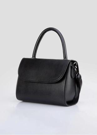 Сумка лаконічного дизайну на довгому ремінці  сумочка маленькая повседневная трендовая  еко эко кожа чёрная2 фото