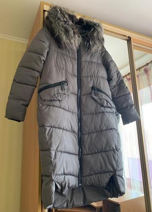 Зимове пальто/куртка з натуральною чорнобуркою