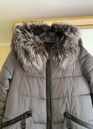 Зимове пальто/куртка з натуральною чорнобуркою3 фото