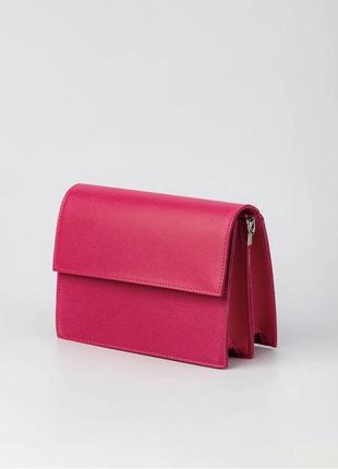 Клатч "піза" лаконічний з нахлестом на магнітах сумка сумочка маленькая компактная повседневная трендовая квадратная розовая3 фото
